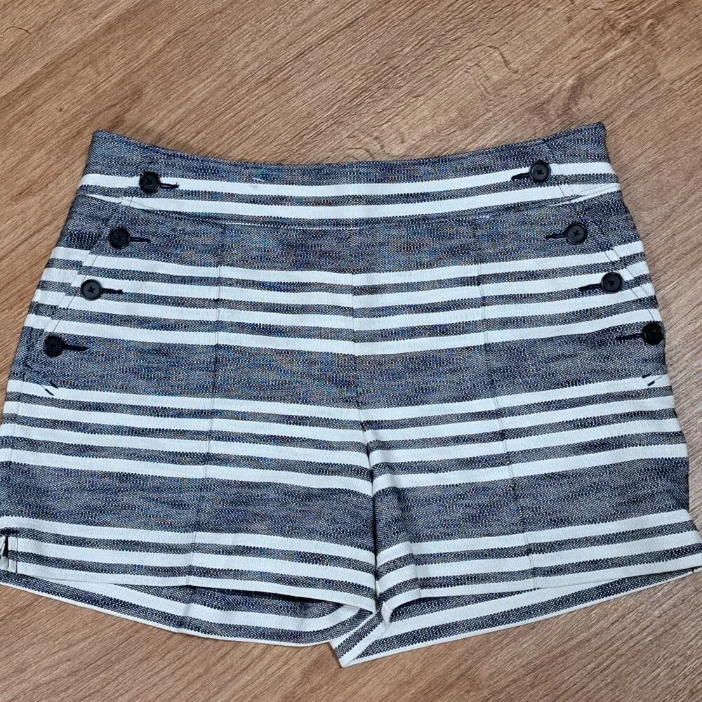 Loft The Riviera Black & White Shorts with Nautical Buttons NWT Size Misses 8